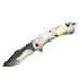 Defender-Xtreme 8″ Deer Design Handle Folding Knife W/ Belt Cutter [13890] Folding Knife Canadian Distributor