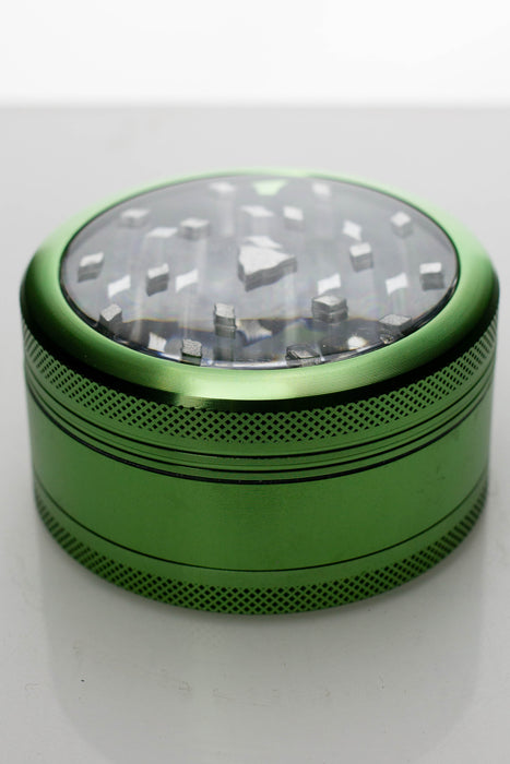 Aluminium 3 parts grinder with acrylic window-Green - One Wholesale