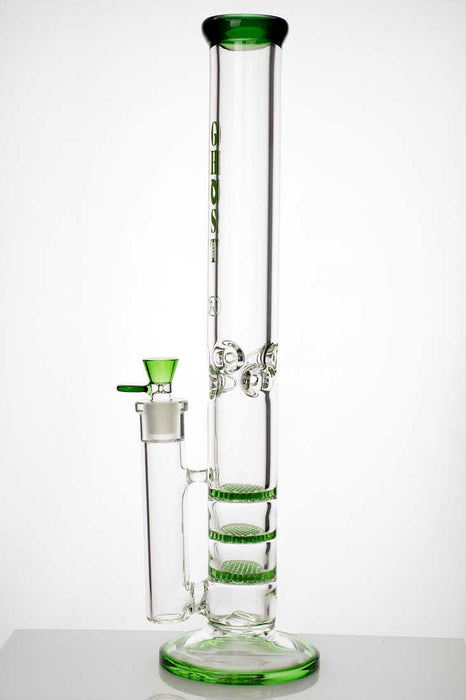 18" Ghost thick glass Thriple Flat Diffuser water bong-Green - One Wholesale