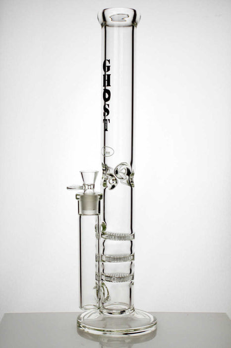 18" Ghost thick glass Thriple Flat Diffuser water bong-Clear - One Wholesale