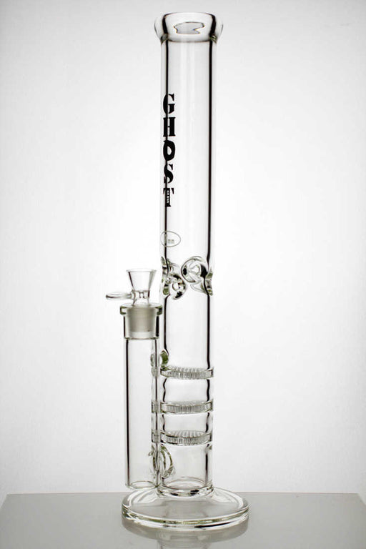 18" Ghost thick glass Thriple Flat Diffuser water bong Glass Bong ONE Clear