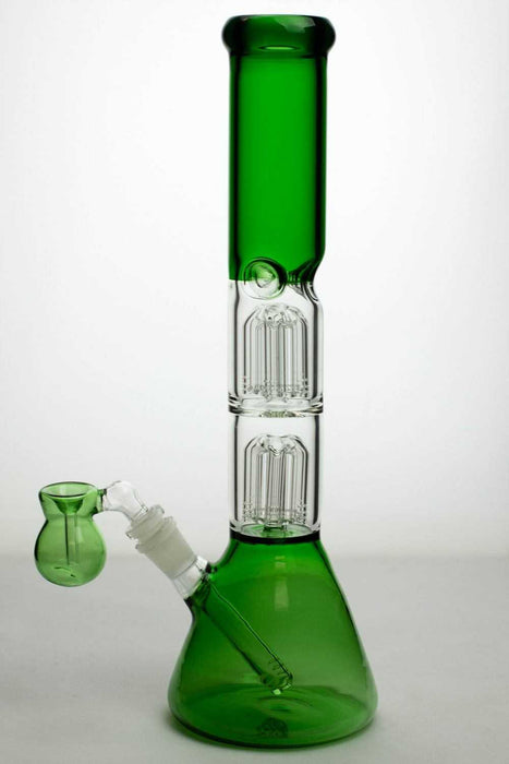 15 ihches double 6 tree arms percolator glass water bong- - One Wholesale