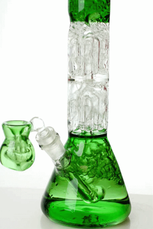 15 ihches double 6 tree arms percolator glass water bong Glass Bong ONE