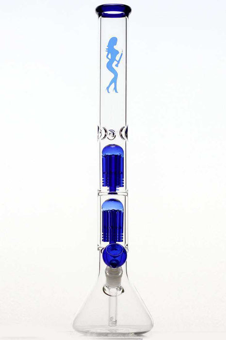 21" volcano double 6 arms glass water bong-Blue - One Wholesale