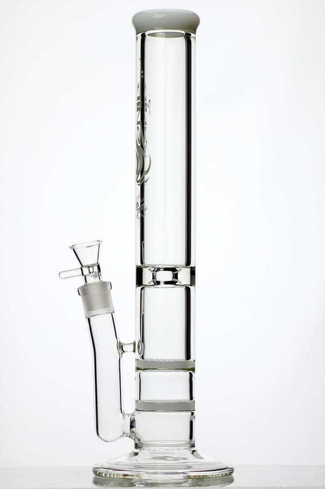 15" double flat diffuser heavy glass water bong-White - One Wholesale