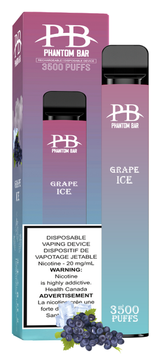Phantom Bar's 3500 Puff Disposable BOX OF 10 Disposable Vape RK Consulting Inc Grape Ice