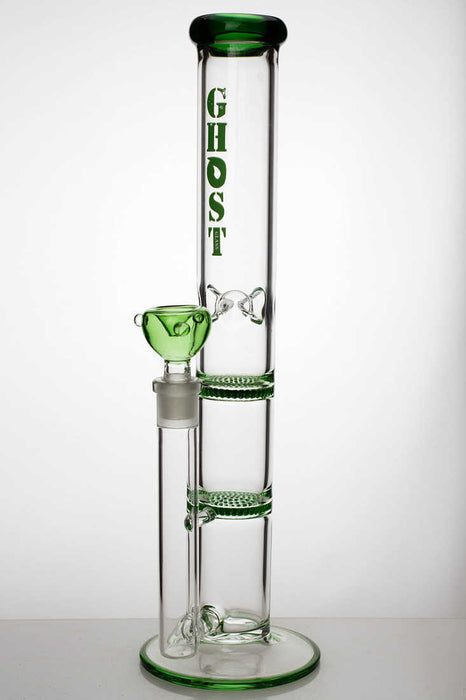 17" GHOST dual honeycomb diffused glass bongs-Green-2013 - One Wholesale