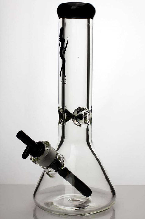 12" heavy glass beaker water bong-Black - One Wholesale