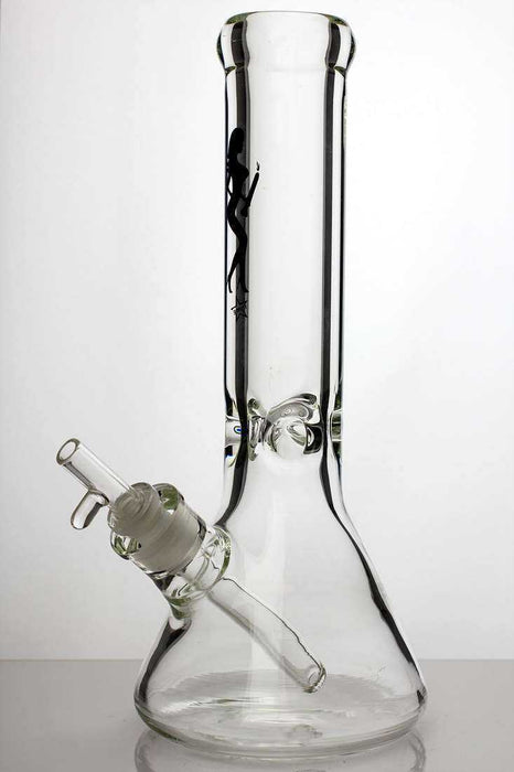 12" heavy glass beaker water bong-Clear - One Wholesale