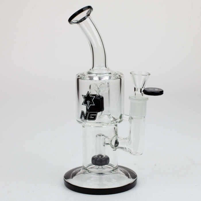 NG-8.5 inch Double Chamber Bubbler [XY574] Glass Bong High-End Brands Glass Black