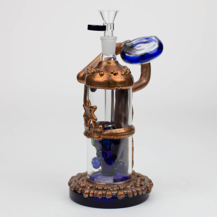 NG-9 inch Copper Plated Gas Mask Bubbler [N8034] Glass Bong High-End Brands Glass Blue
