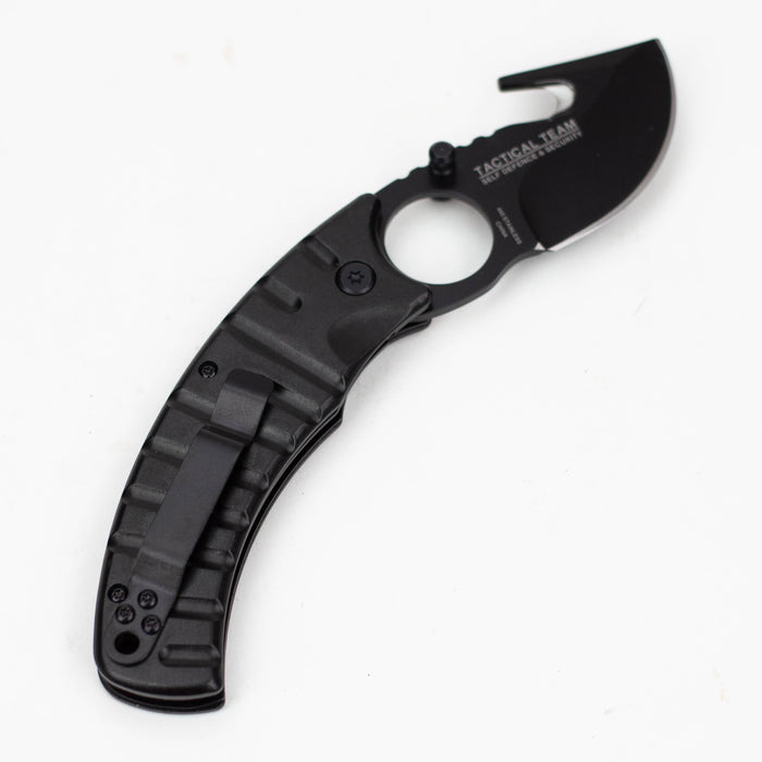7.5" Defender Xtreme Black Folding - Knife with Belt Clip [DF9423]