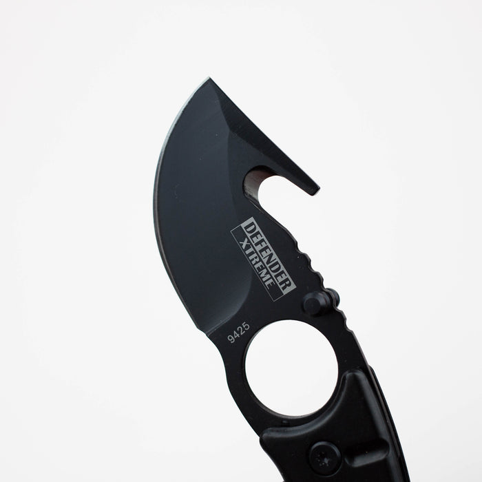 7.5" Defender Xtreme Black Folding - Knife with Belt Clip [DF9423]