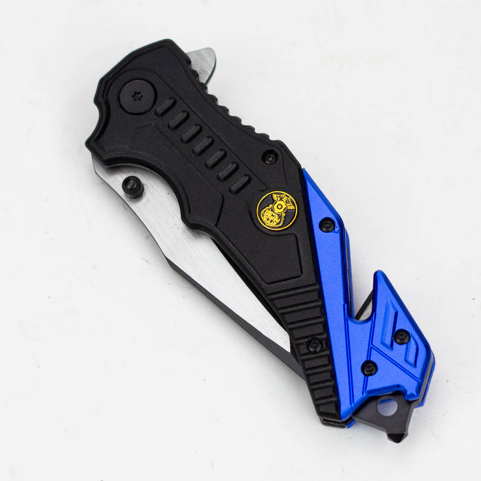 8" Two Tone Blade Folding Knife Aluminum Handle With Belt Clip