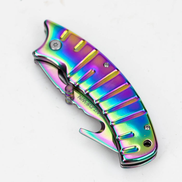 Hunt Down 9" Rainbow  Pattern Tactical - Folding Knife [9812]