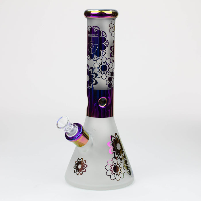 PHOENIX STAR-12.5" Snadblast and electroplated 7 mm glass beaker bong Glass Bong ONE Flower