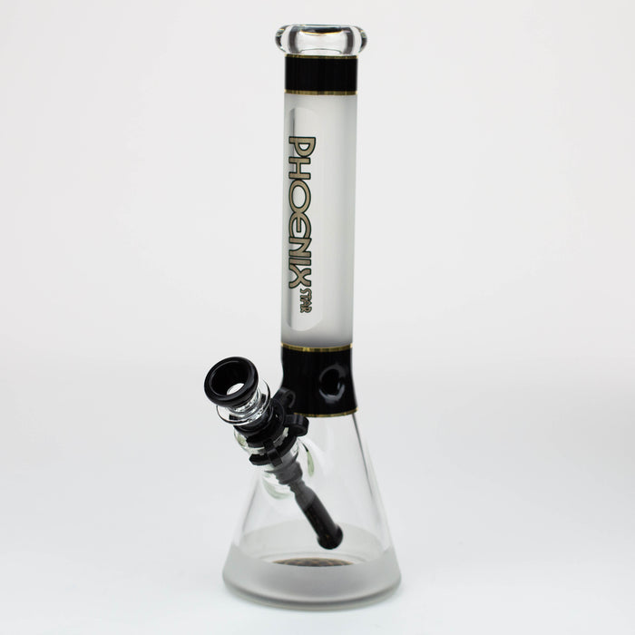 PHOENIX STAR -13" Sandblasted glass water bong with clip [PHX03] Glass Bong ONE Black