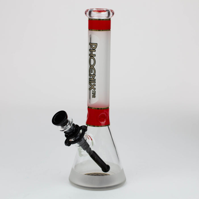 PHOENIX STAR -13" Sandblasted glass water bong with clip [PHX03] Glass Bong ONE Red