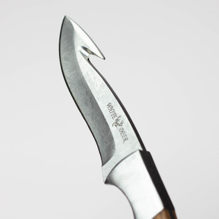White Deer Skinner Knife Wood Grip Drop  Point  [WD9407]