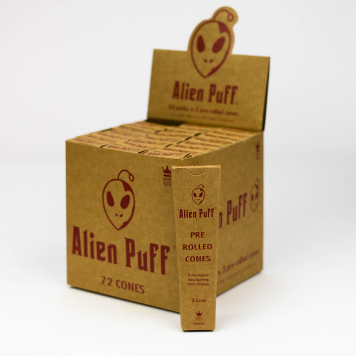 Alien Puff – king size Natural organic Gum slow Burning hemp paper pre-rolled cones [HP2502-AP]
