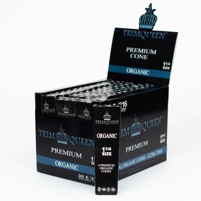 Trim Queen®️ Premium Pre Rolled Cones. Organic 1 1/4" Size. Display Case of 36