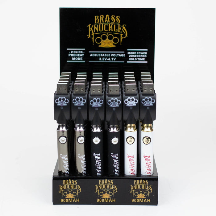900 mAh Brass Knuckles Vape Battery Display of 30 | One Wholesale Canada
