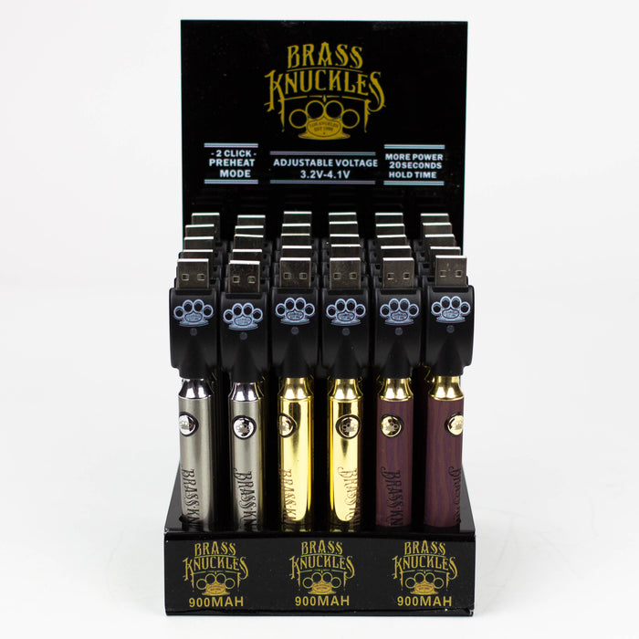 900 mAh Brass Knuckles Vape Battery Display of 30 | One Wholesale
