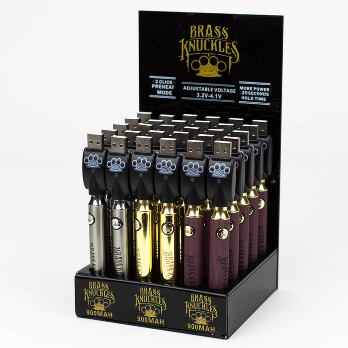 900 mAh Brass Knuckles Vape Battery Display of 30