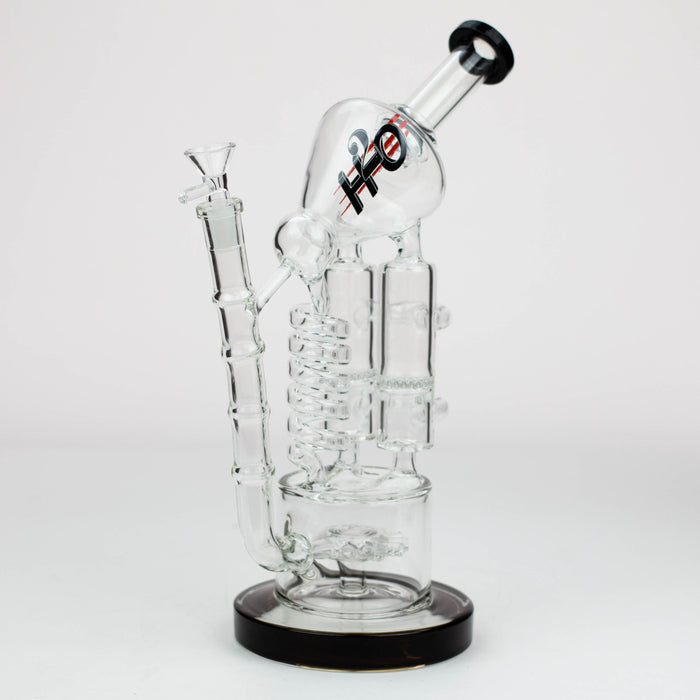 12" H2O Coil Glass water recycle bong [H2O-18] Glass Bong Canadian Distributor Black