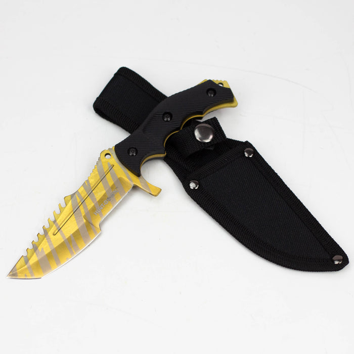 Hunt-Down  9.5" Hunting Knife Gold Color Full Tang Blade [9930]