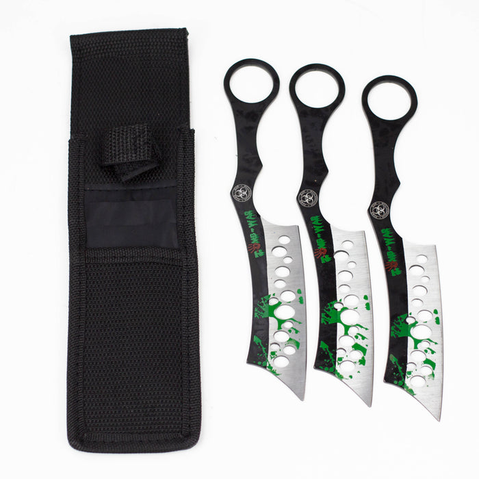 Set of 3  Zombie-War Throwing Knives with Sheath [8188]
