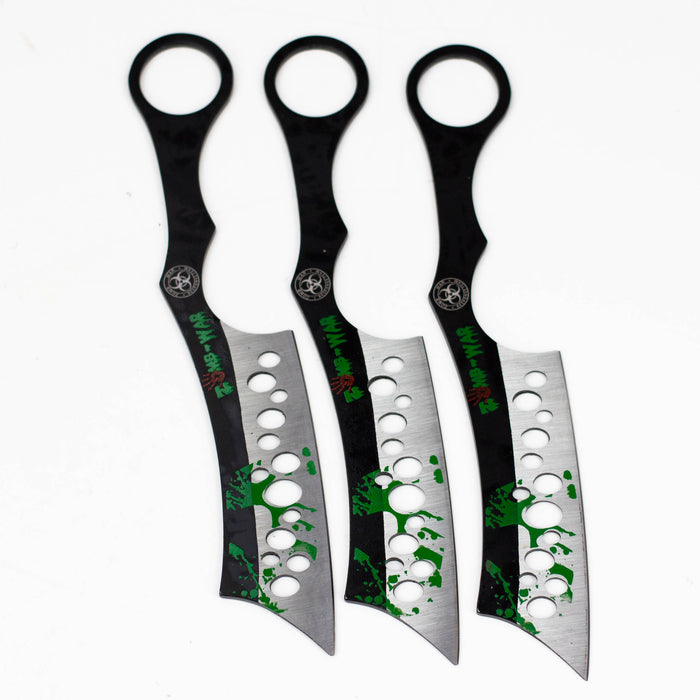 Set of 3  Zombie-War Throwing Knives with Sheath [8188]