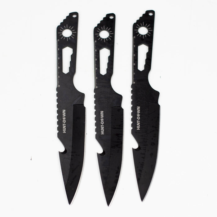 8" Three Piece Hunt Down Black Throwing Knife Set With Fish Hook [9569] Throwing Knife Canadian Distributor