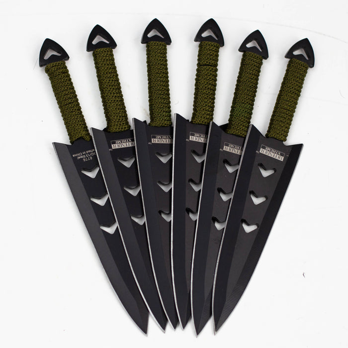 6PC of 6.5" Black Throwing  Knives Stainless Steel Blade with  Pouch [6776]