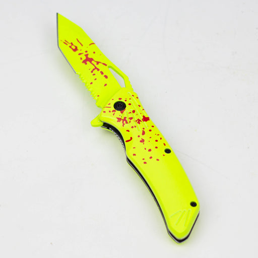 8″ Yellow Blood Splatter TANTO [SJ-201] Folding Knife Canadian Distributor
