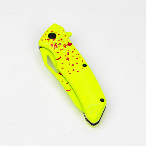 8″ Yellow Blood Splatter TANTO [SJ-201] Folding Knife Canadian Distributor