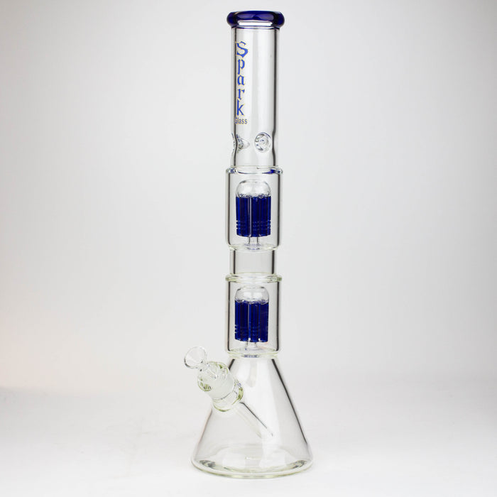 19" SPARK 7 mm double percolator glass water bong Glass Bong ONE Blue