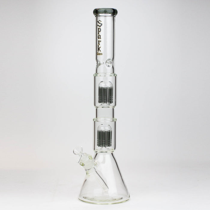 19" SPARK 7 mm double percolator glass water bong Glass Bong ONE T-Black