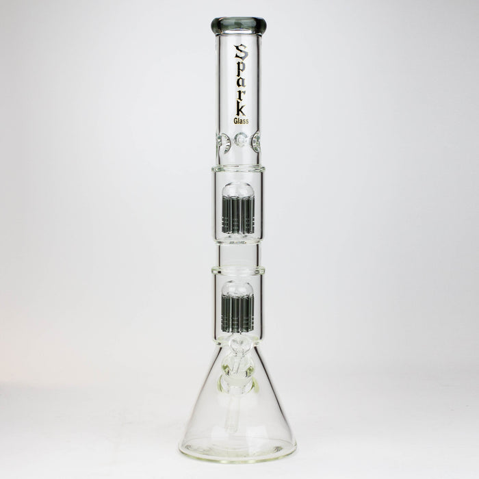 19" SPARK 7 mm double percolator glass water bong Glass Bong ONE