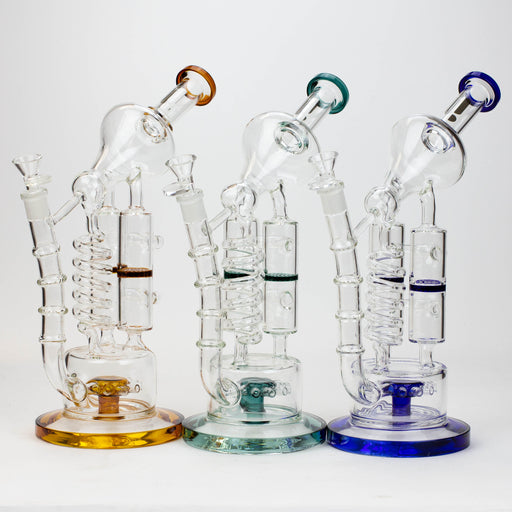 13" Infyniti Coil, dual honeycome and flower diffuser glass recycler bong Bongs ONE