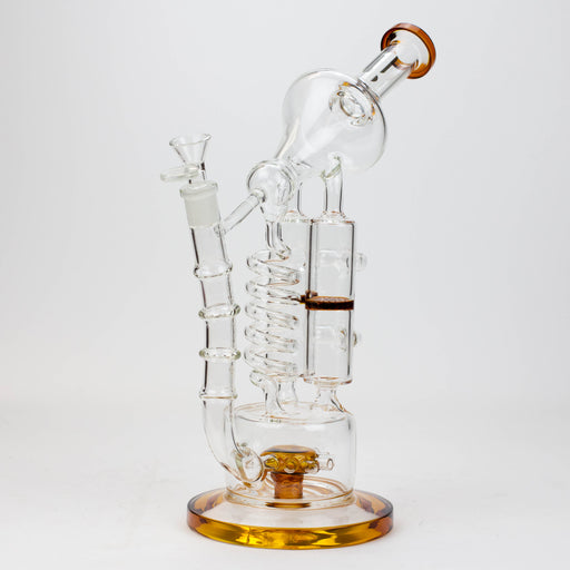 13" Infyniti Coil, dual honeycome and flower diffuser glass recycler bong Bongs ONE Amber