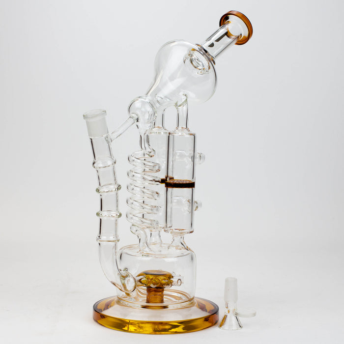 13" Infyniti Coil, dual honeycome and flower diffuser glass recycler bong