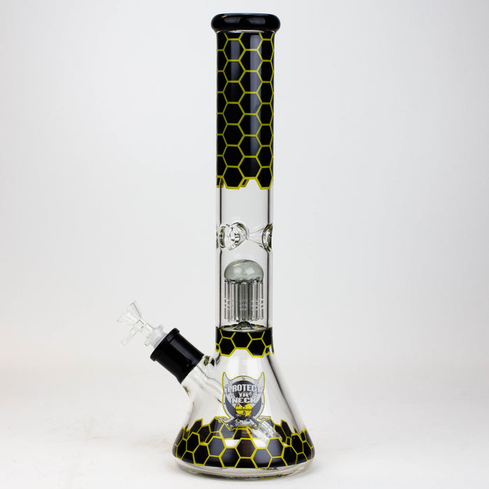 PROTECT YA NECK-15.5" 7 mm tree arm percolator glass bong [Logo] Glass Bong ONE