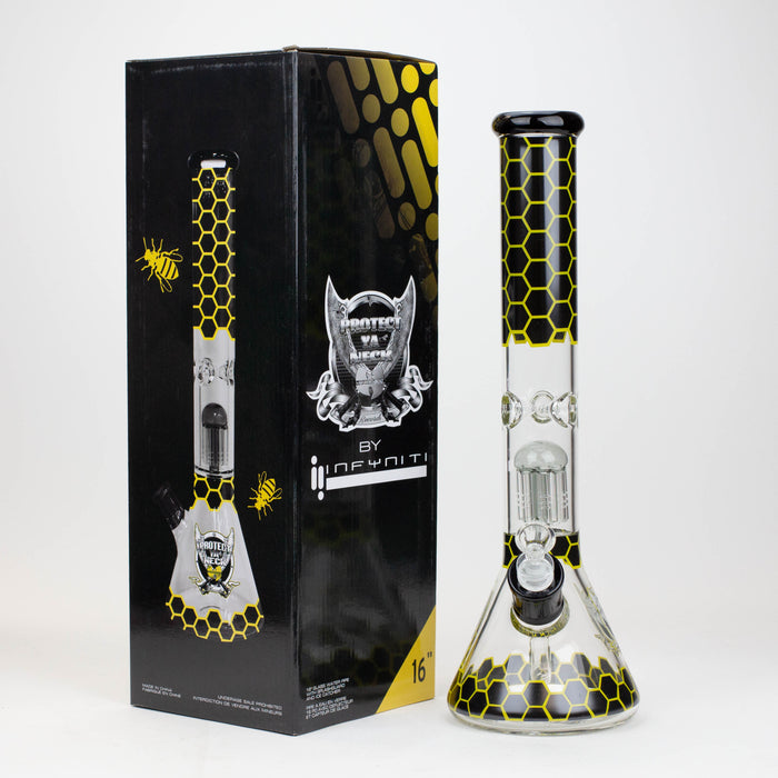 PROTECT YA NECK-15.5" 7 mm tree arm percolator glass bong [Logo] Glass Bong ONE