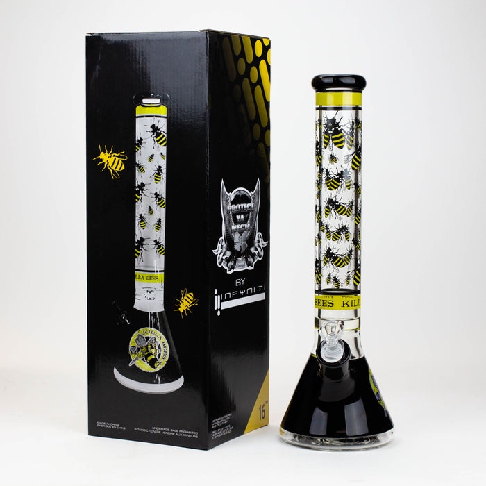 PROTECT YA NECK-15.5" 7 mm Glass water bong by Infyniti [Killa Bees] Glass Bong ONE