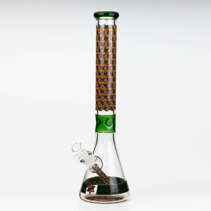 18" Cubic Pattern 7 mm glass water bong Glass Bong ONE Green