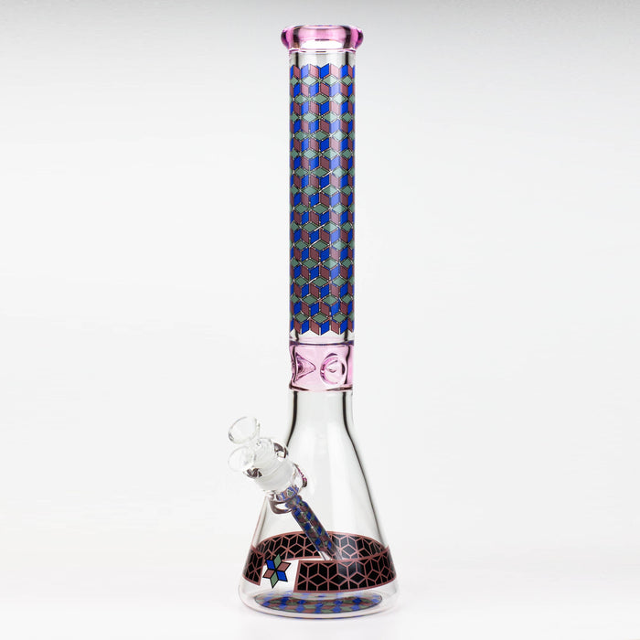 18" Cubic Pattern 7 mm glass water bong Glass Bong ONE Pink