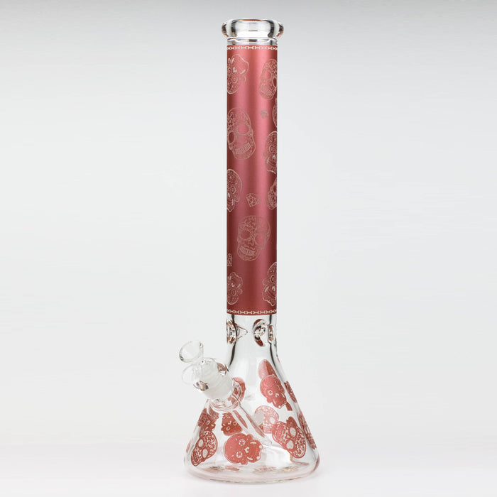 18" Skull Glow in the dark 7 mm glass water bong Glass Bong ONE Red