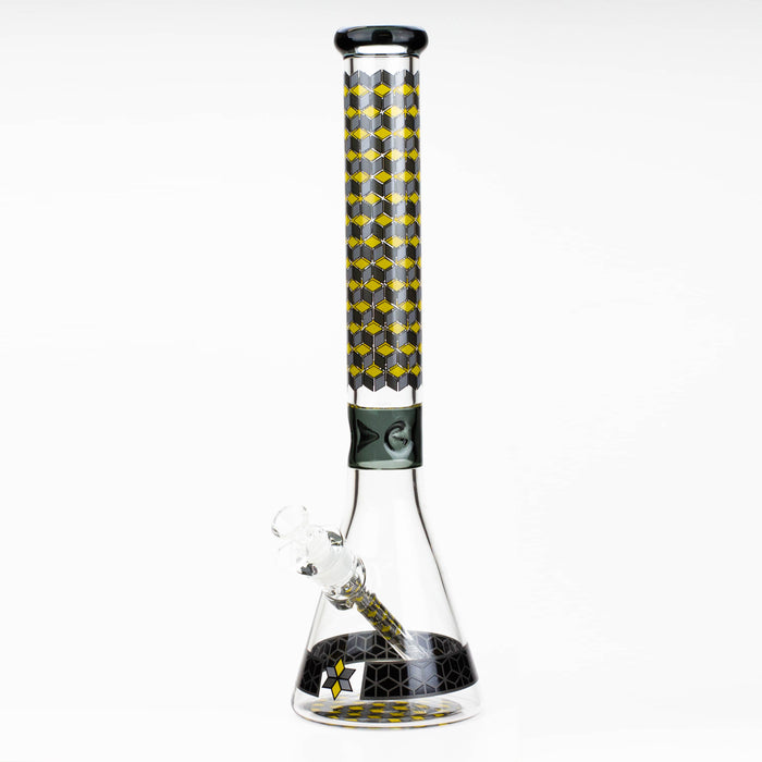 18" Cubic Pattern 7 mm glass water bong Glass Bong ONE T-Black