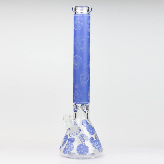 18" Skull Glow in the dark 7 mm glass water bong Glass Bong ONE Blue